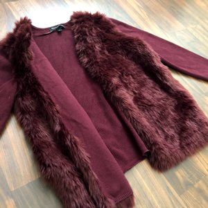 Warm Winter Faux Fur Cardigan Size Small